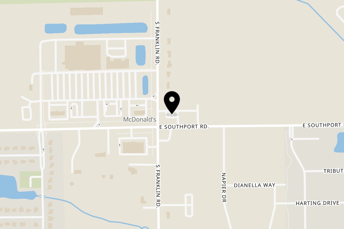 Map showing the location of Magoo's Pizza Restaurant on 6925 S Franklin Rd #106 in Indianapolis